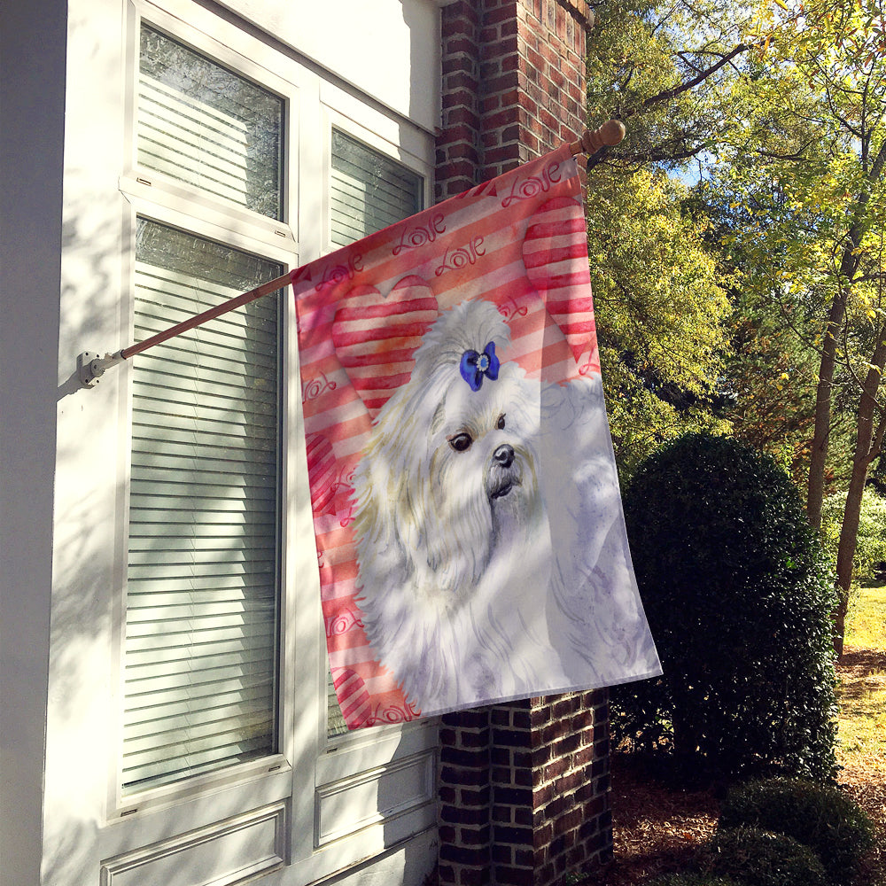 Maltese Love House Flag 28x40 Porch Sleeve Pole Decorative Outside Yard Banner Artwork Wall Hanging, Polyester