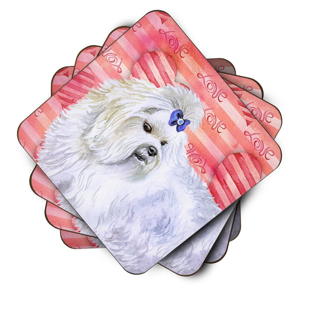 Maltese Love Foam Coasters Set of 4 Cup Coasters for Indoor Outdoor, Tabletop Protection, Anti Slip, Mouse pad Material