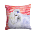 Maltese Love Decorative Throw Pillow 14x14 Indoor Outdoor Accent Cushion, Fabric Cover with Insert for Sofa, Bed, Porch & Living Room