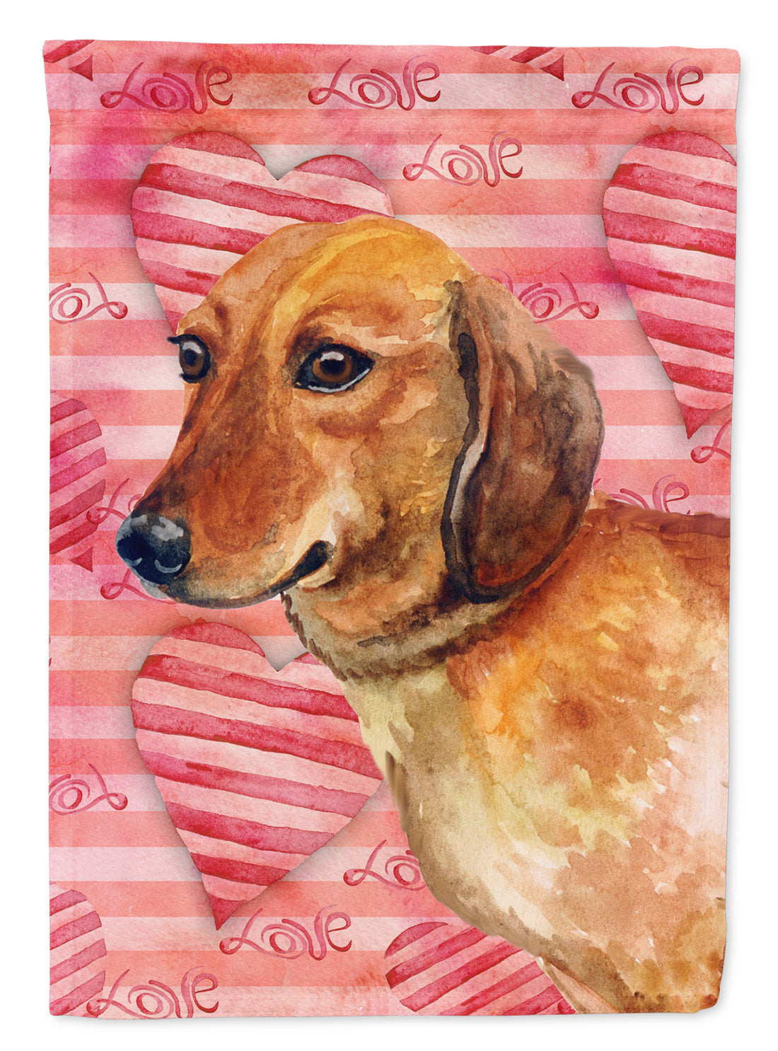 Dachshund Love House Flag 28x40 Porch Sleeve Pole Decorative Outside Yard Banner Artwork Wall Hanging, Polyester