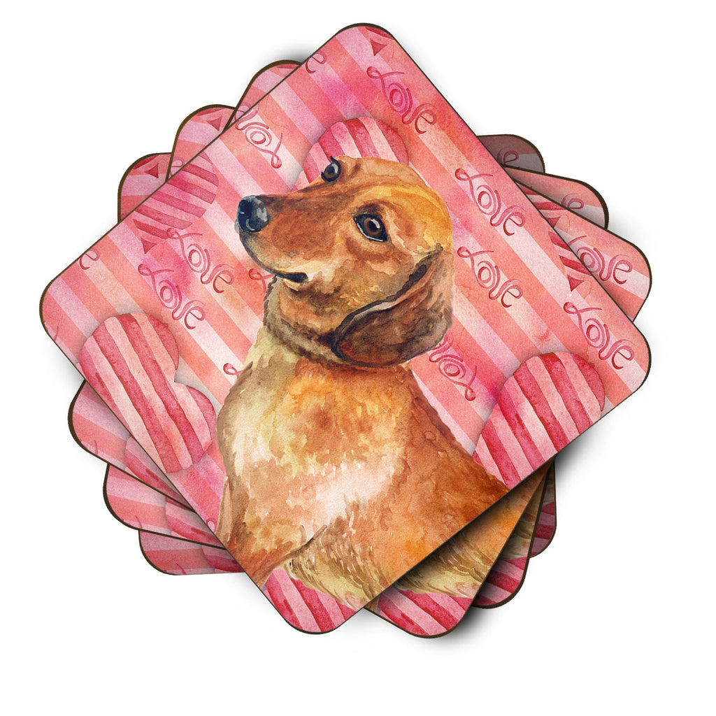 Dachshund Love Foam Coasters Set of 4 Cup Coasters for Indoor Outdoor, Tabletop Protection, Anti Slip, Mouse pad Material