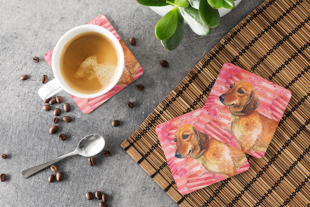 Dachshund Love Foam Coasters Set of 4 Cup Coasters for Indoor Outdoor, Tabletop Protection, Anti Slip, Mouse pad Material