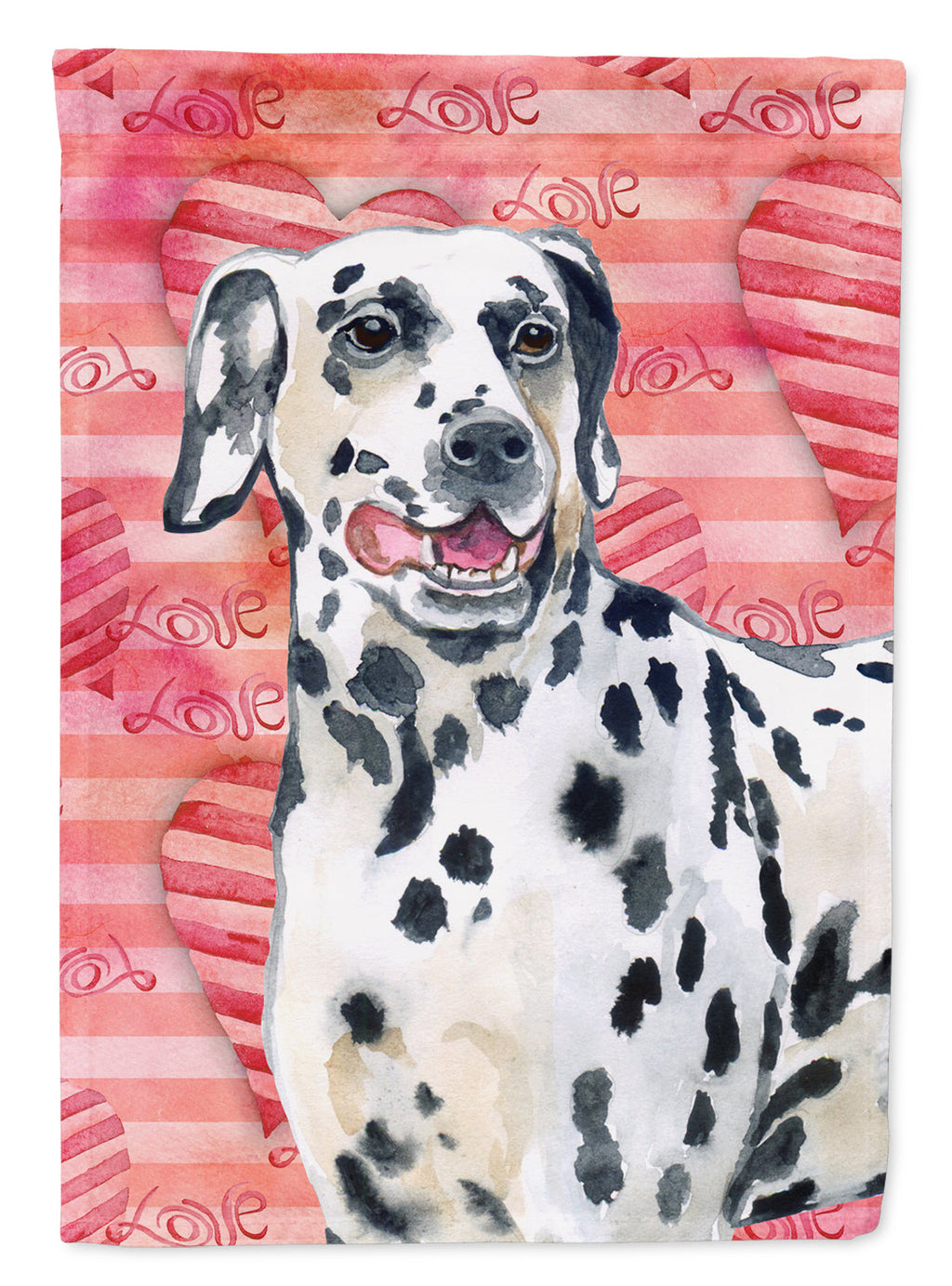 Dalmatian Love House Flag 28x40 Porch Sleeve Pole Decorative Outside Yard Banner Artwork Wall Hanging, Polyester