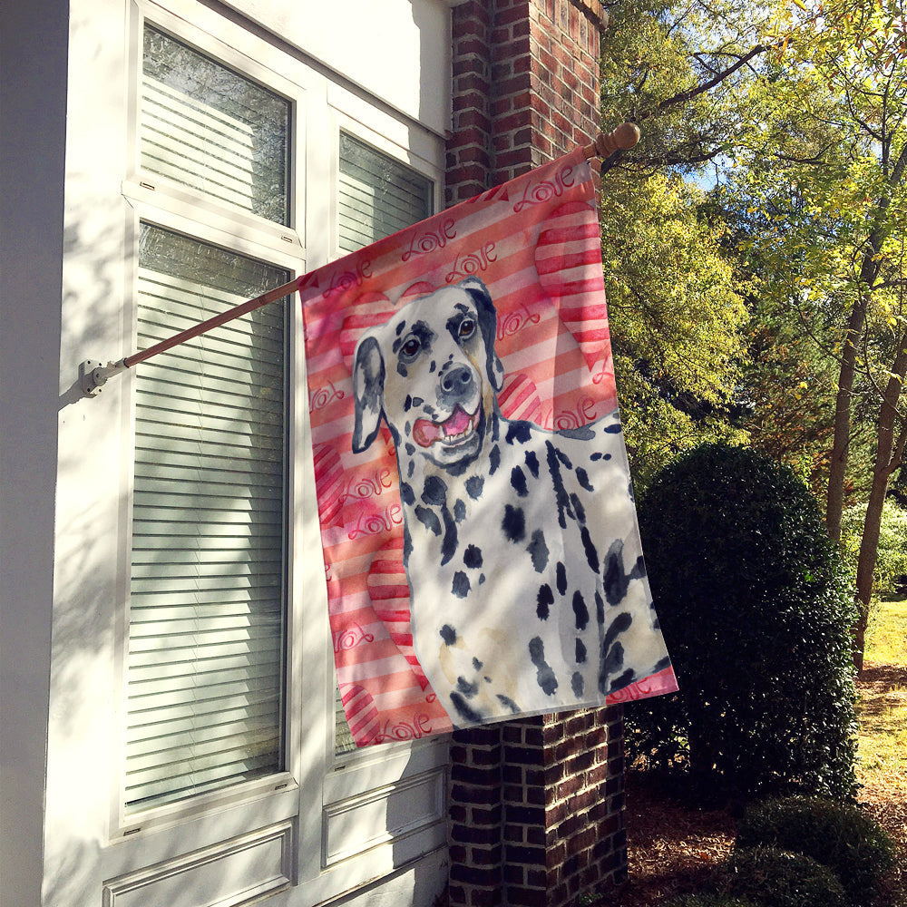 Dalmatian Love House Flag 28x40 Porch Sleeve Pole Decorative Outside Yard Banner Artwork Wall Hanging, Polyester