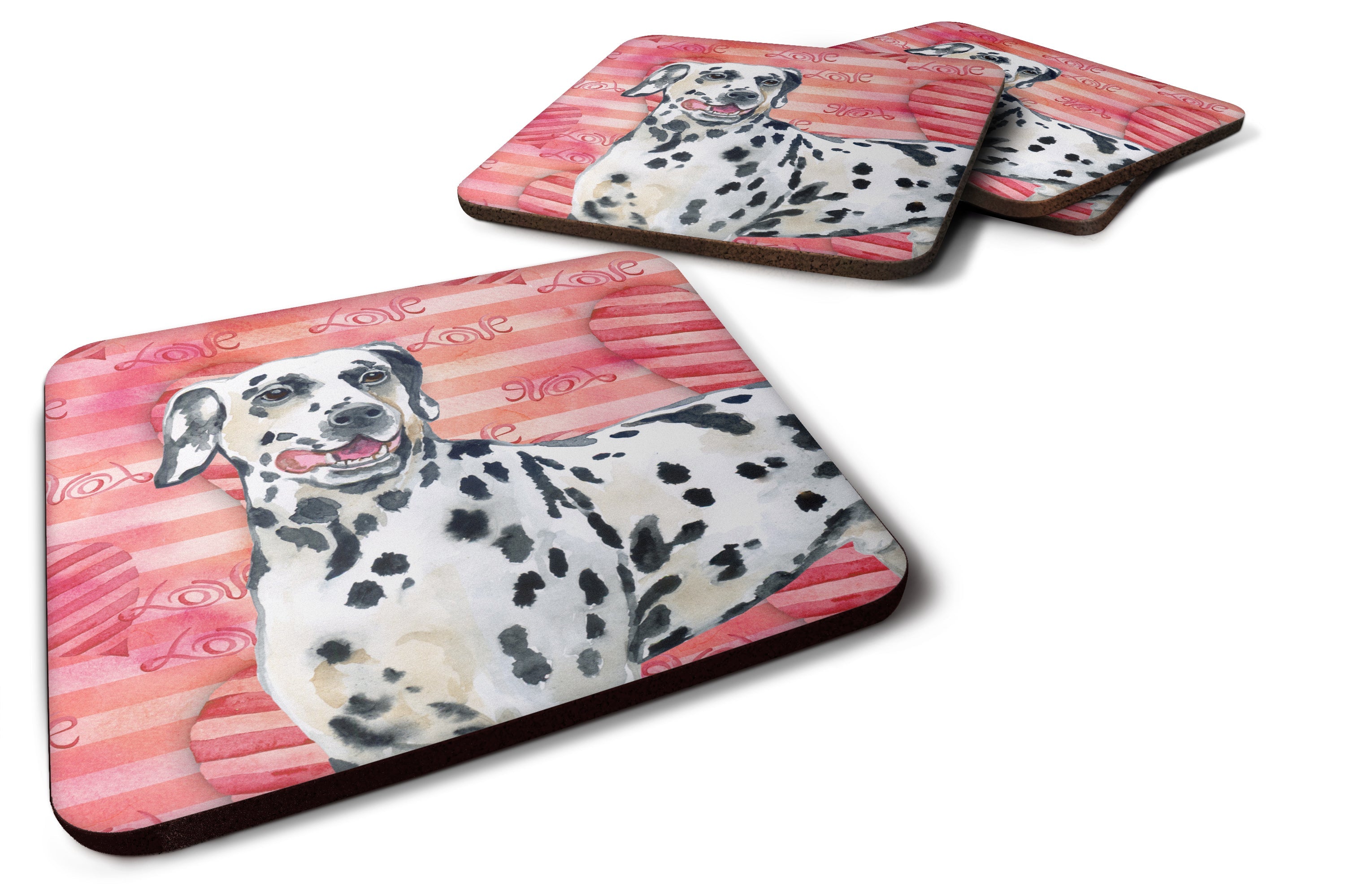 Dalmatian Love Foam Coasters Set of 4 Cup Coasters for Indoor Outdoor, Tabletop Protection, Anti Slip, Mouse pad Material