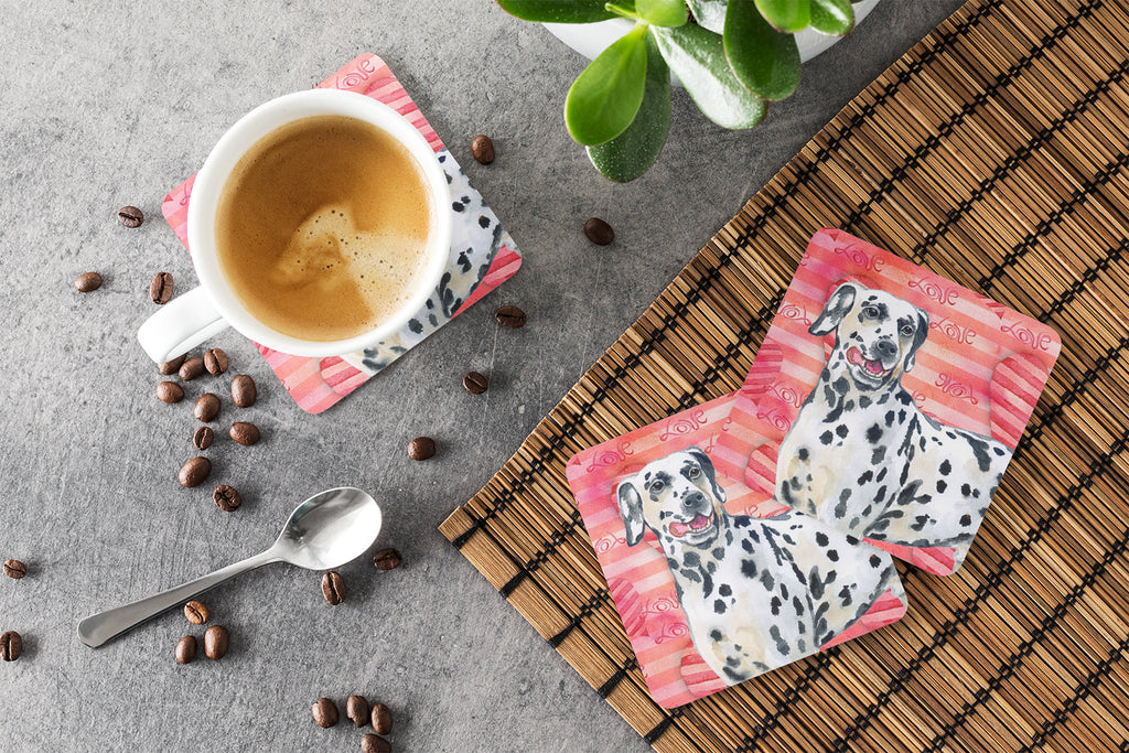 Dalmatian Love Foam Coasters Set of 4 Cup Coasters for Indoor Outdoor, Tabletop Protection, Anti Slip, Mouse pad Material