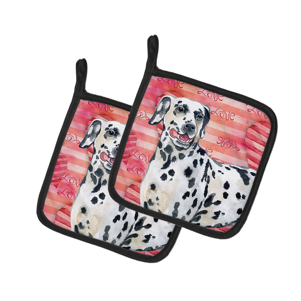 Dalmatian Love Pot Holder Set of 2 Heat Resistant Quilted Hot Pads 7.5 x 7.5 Inch, Insulated Kitchen Trivets for Cooking & Baking
