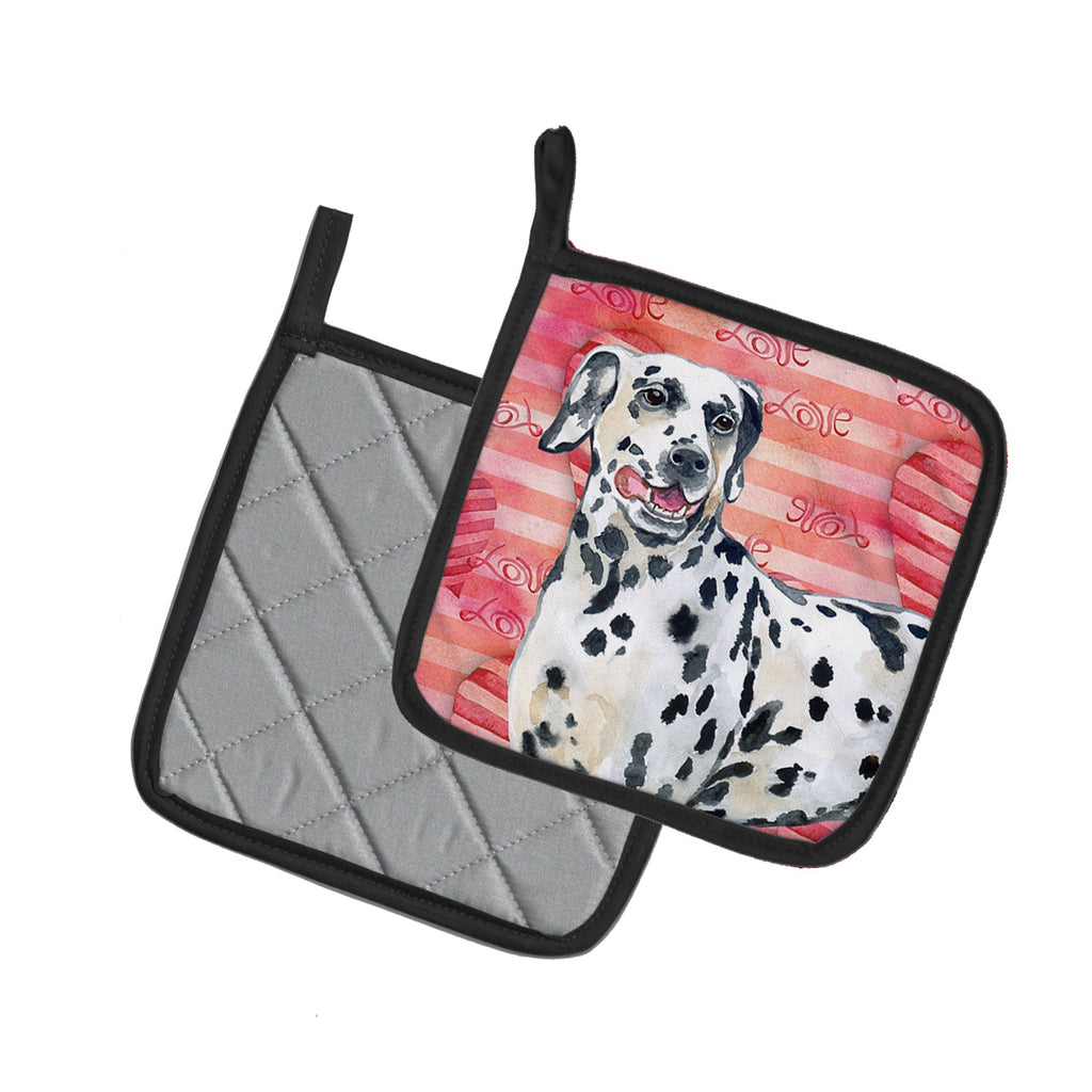 Dalmatian Love Pot Holder Set of 2 Heat Resistant Quilted Hot Pads 7.5 x 7.5 Inch, Insulated Kitchen Trivets for Cooking & Baking