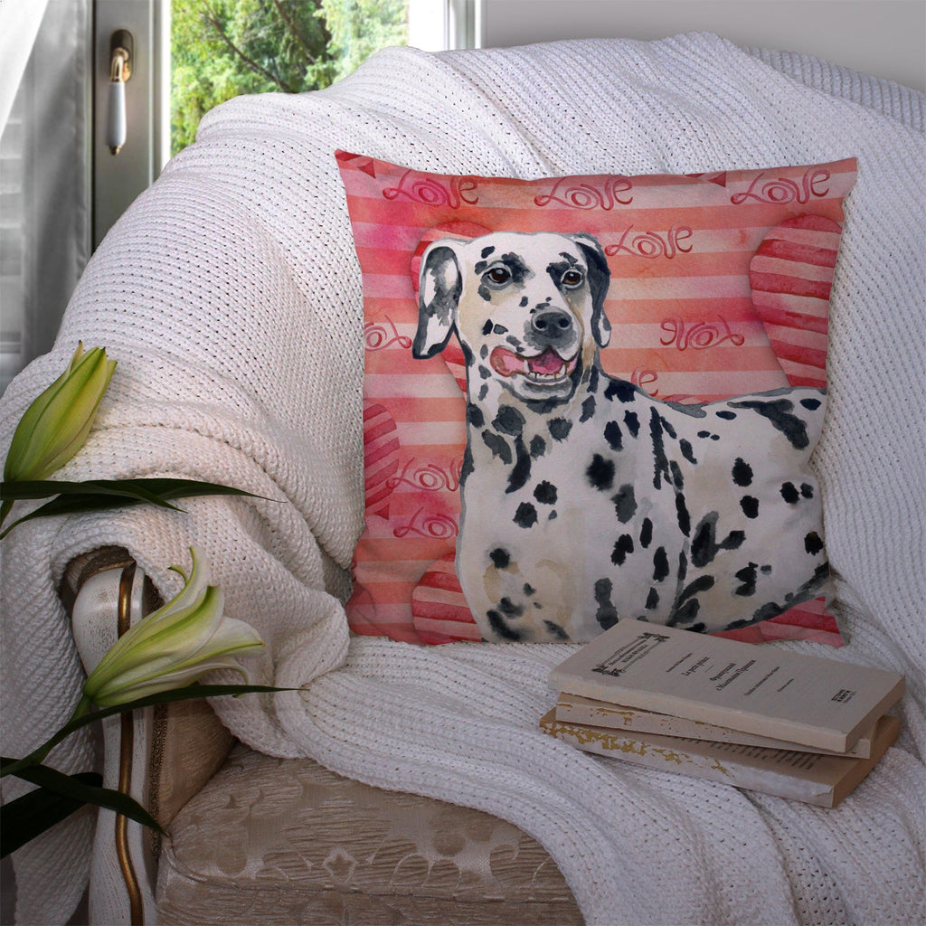 Dalmatian Love Decorative Throw Pillow 14x14 Indoor Outdoor Accent Cushion, Fabric Cover with Insert for Sofa, Bed, Porch & Living Room