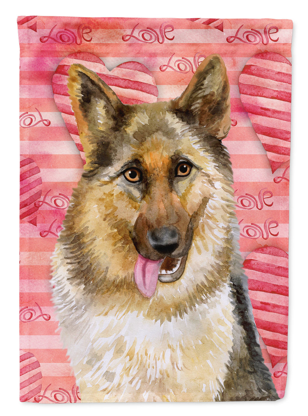 German Shepherd Love House Flag 28x40 Porch Sleeve Pole Decorative Outside Yard Banner Artwork Wall Hanging, Polyester