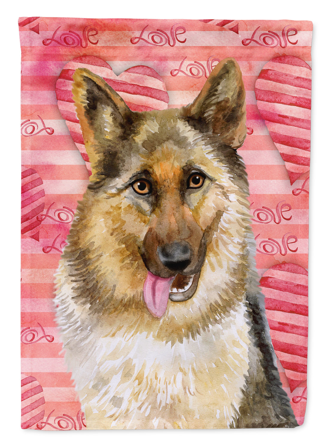 German Shepherd Love House Flag 28x40 Porch Sleeve Pole Decorative Outside Yard Banner Artwork Wall Hanging, Polyester