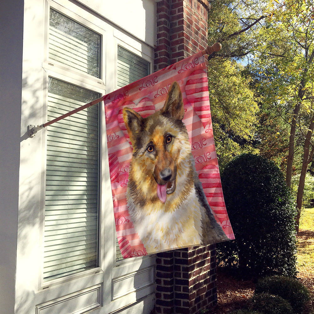 German Shepherd Love House Flag 28x40 Porch Sleeve Pole Decorative Outside Yard Banner Artwork Wall Hanging, Polyester