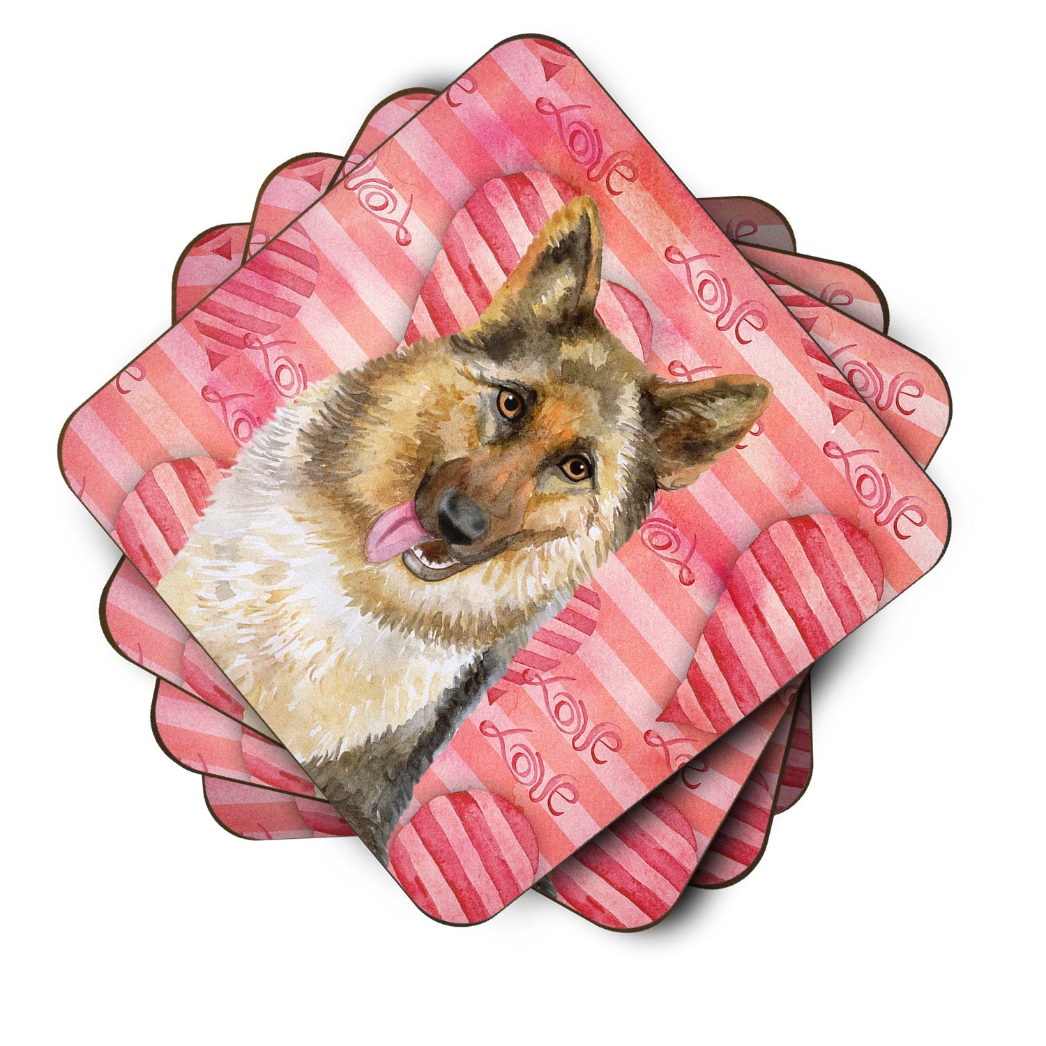 German Shepherd Love Foam Coasters Set of 4 Cup Coasters for Indoor Outdoor, Tabletop Protection, Anti Slip, Mouse pad Material