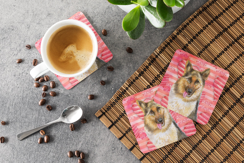 German Shepherd Love Foam Coasters Set of 4 Cup Coasters for Indoor Outdoor, Tabletop Protection, Anti Slip, Mouse pad Material