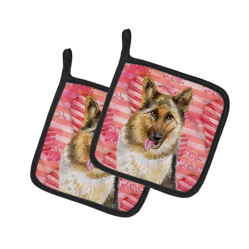 German Shepherd Love Pot Holder Set of 2 Heat Resistant Quilted Hot Pads 7.5 x 7.5 Inch, Insulated Kitchen Trivets for Cooking & Baking