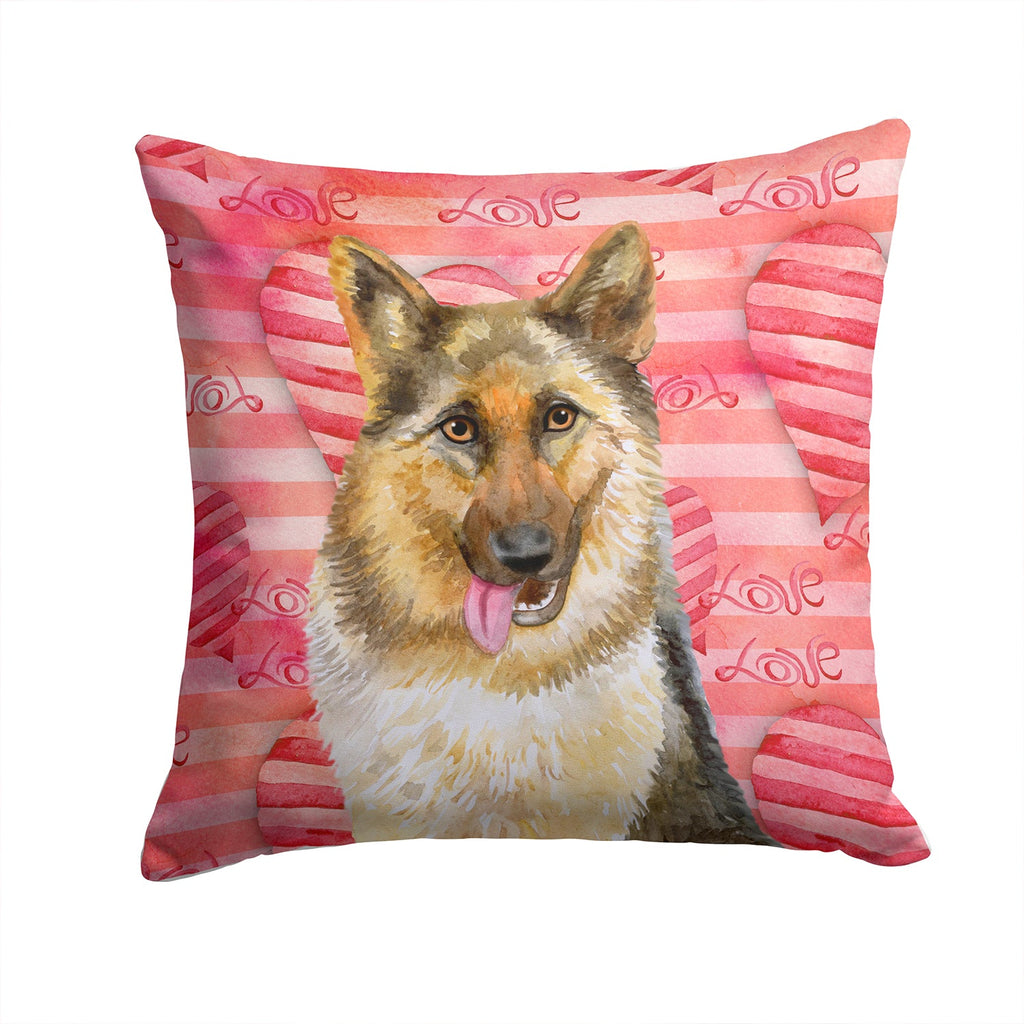 German Shepherd Love Decorative Throw Pillow 14x14 Indoor Outdoor Accent Cushion, Fabric Cover with Insert for Sofa, Bed, Porch & Living Room