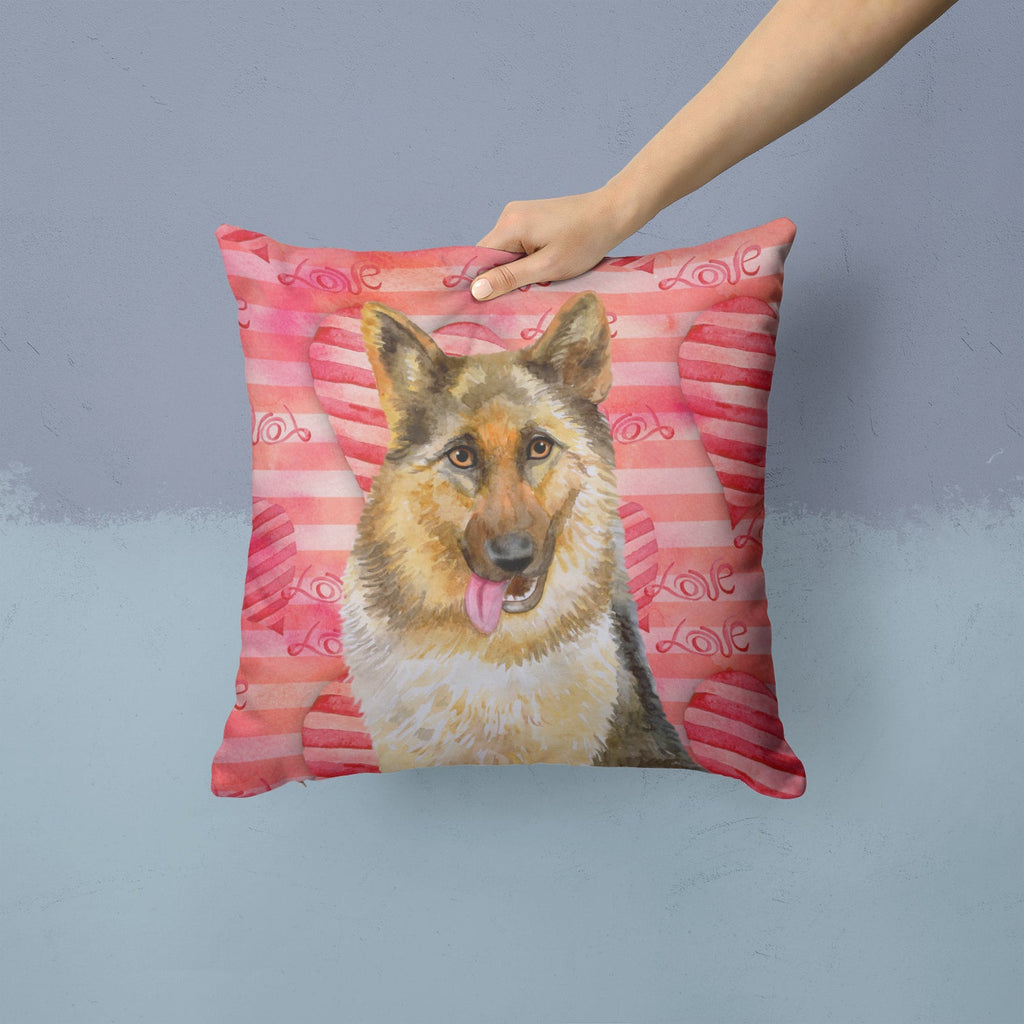 German Shepherd Love Decorative Throw Pillow 14x14 Indoor Outdoor Accent Cushion, Fabric Cover with Insert for Sofa, Bed, Porch & Living Room