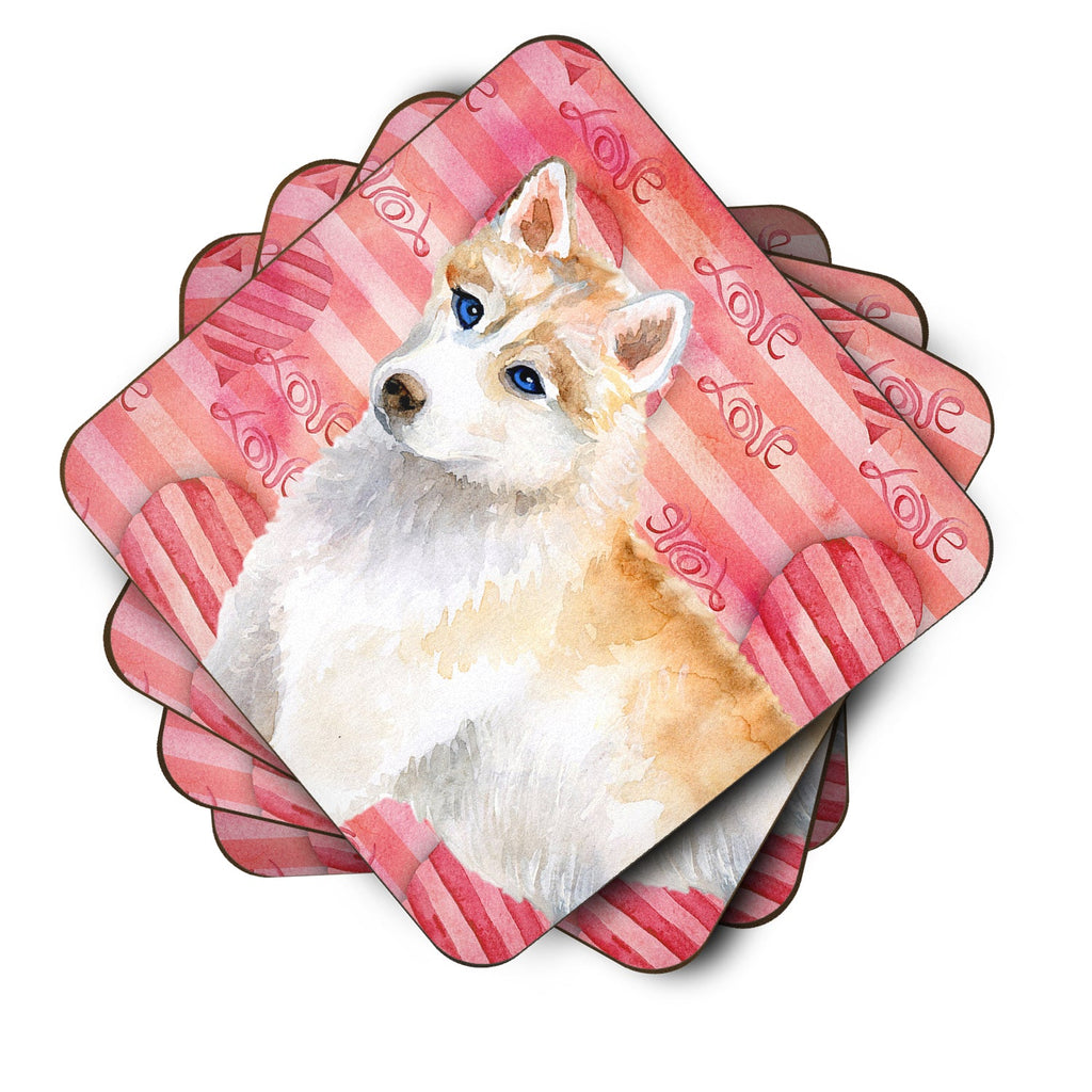 Siberian Husky Love Foam Coasters Set of 4 Cup Coasters for Indoor Outdoor, Tabletop Protection, Anti Slip, Mouse pad Material