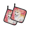 Siberian Husky Love Pot Holder Set of 2 Heat Resistant Quilted Hot Pads 7.5 x 7.5 Inch, Insulated Kitchen Trivets for Cooking & Baking