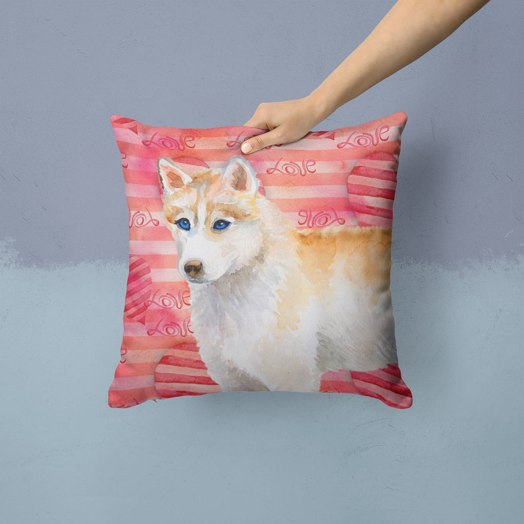 Siberian Husky Love Decorative Throw Pillow 14x14 Indoor Outdoor Accent Cushion, Fabric Cover with Insert for Sofa, Bed, Porch & Living Room