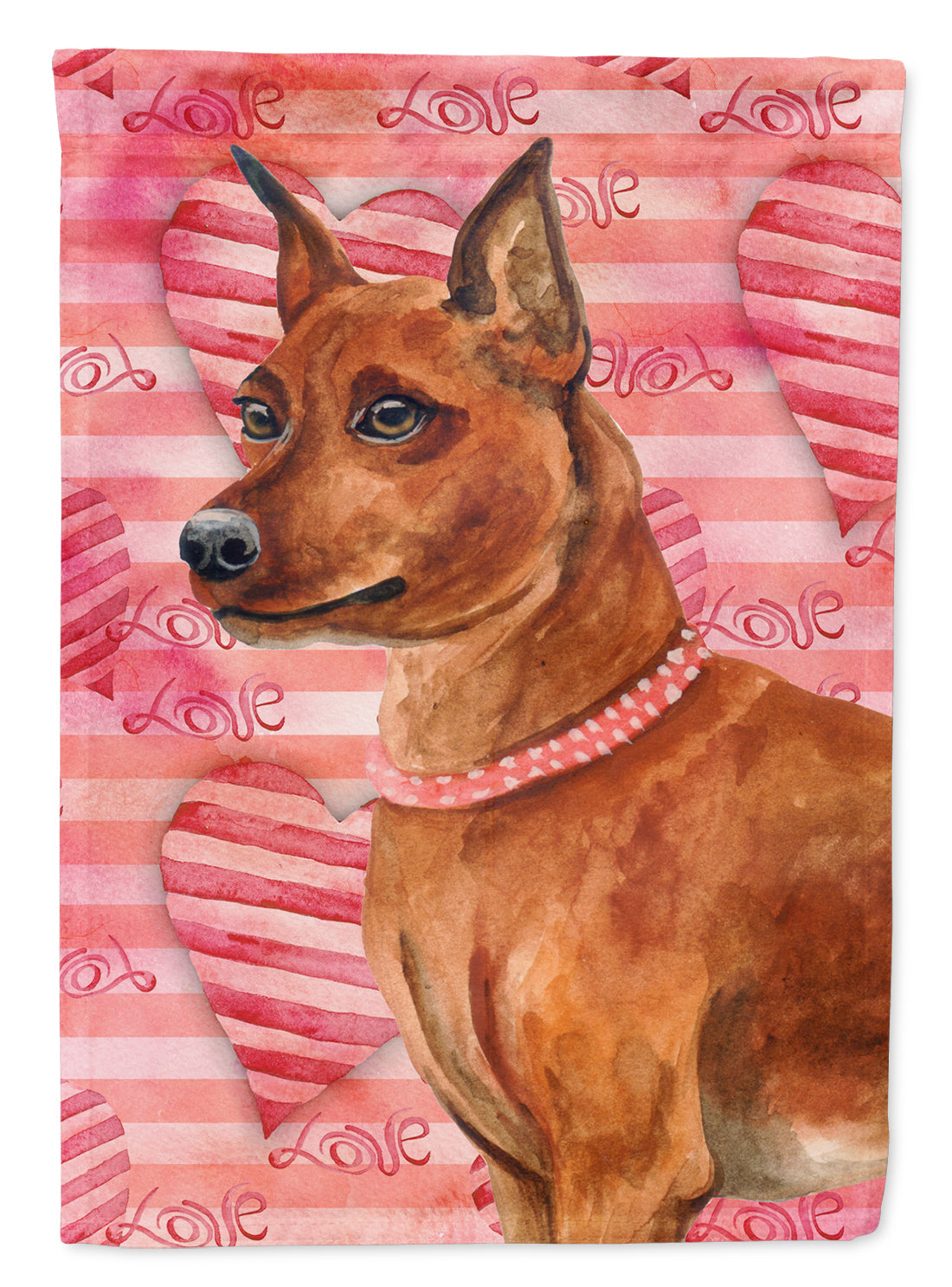 Miniature Pinscher Love House Flag 28x40 Porch Sleeve Pole Decorative Outside Yard Banner Artwork Wall Hanging, Polyester