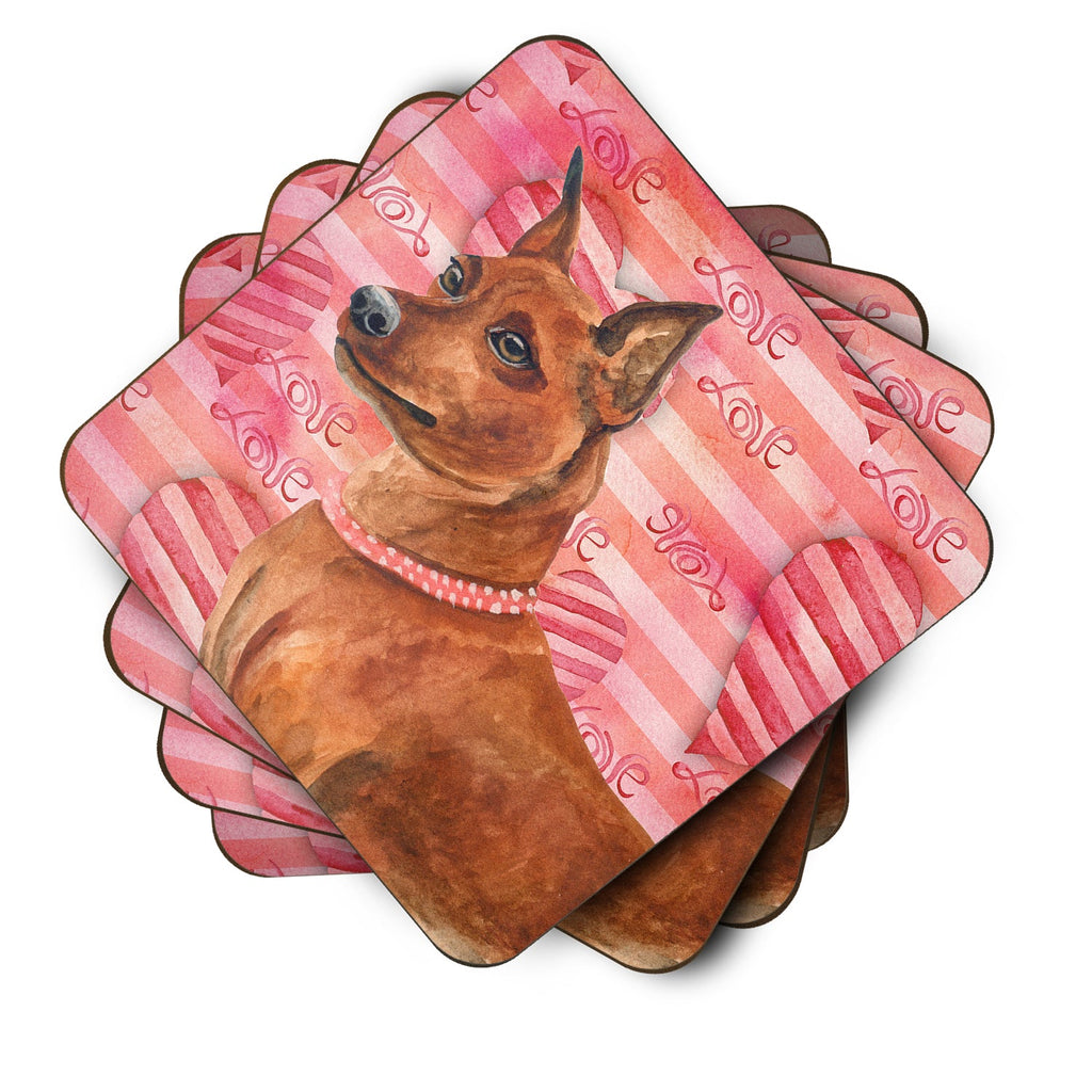 Miniature Pinscher Love Foam Coasters Set of 4 Cup Coasters for Indoor Outdoor, Tabletop Protection, Anti Slip, Mouse pad Material