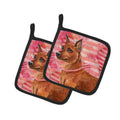 Miniature Pinscher Love Pot Holder Set of 2 Heat Resistant Quilted Hot Pads 7.5 x 7.5 Inch, Insulated Kitchen Trivets for Cooking & Baking