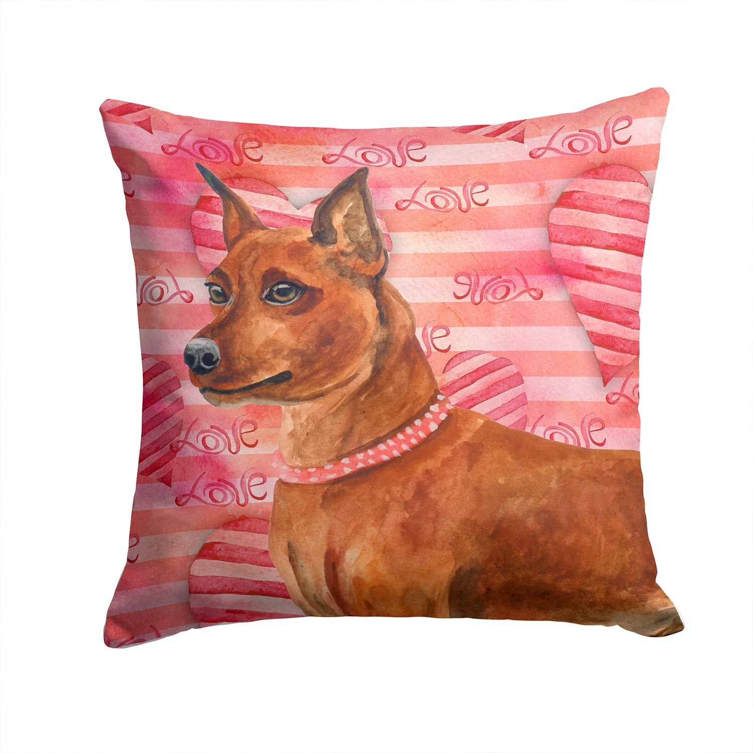 Miniature Pinscher Love Decorative Throw Pillow 14x14 Indoor Outdoor Accent Cushion, Fabric Cover with Insert for Sofa, Bed, Porch & Living Room
