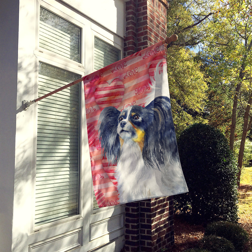 Papillon Love House Flag 28x40 Porch Sleeve Pole Decorative Outside Yard Banner Artwork Wall Hanging, Polyester