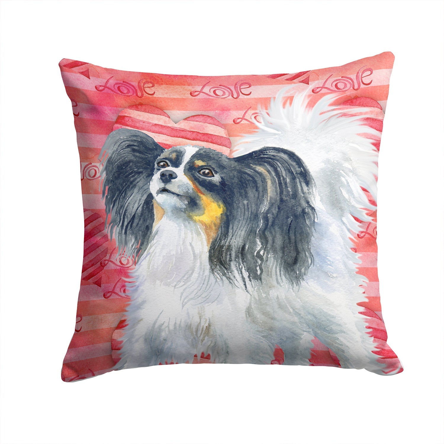 Papillon Love Decorative Throw Pillow 14x14 Indoor Outdoor Accent Cushion, Fabric Cover with Insert for Sofa, Bed, Porch & Living Room