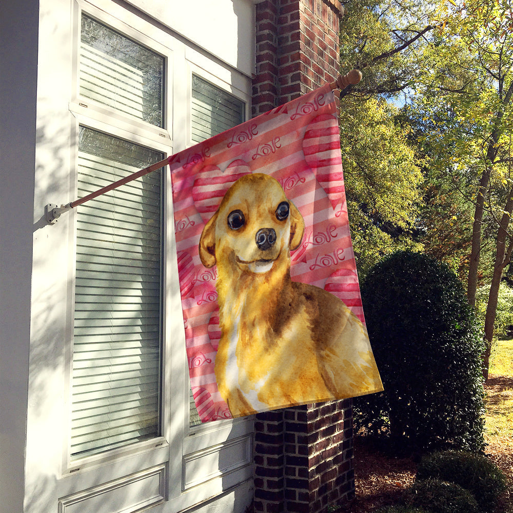Chihuahua Love House Flag 28x40 Porch Sleeve Pole Decorative Outside Yard Banner Artwork Wall Hanging, Polyester