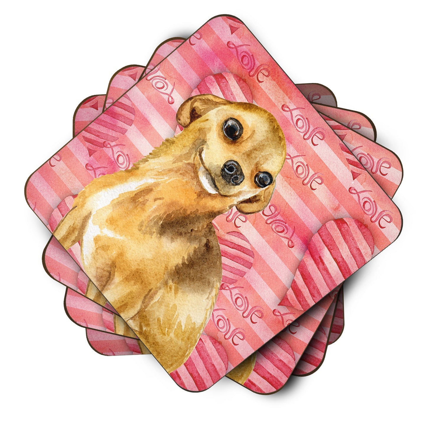 Chihuahua Love Foam Coasters Set of 4 Cup Coasters for Indoor Outdoor, Tabletop Protection, Anti Slip, Mouse pad Material