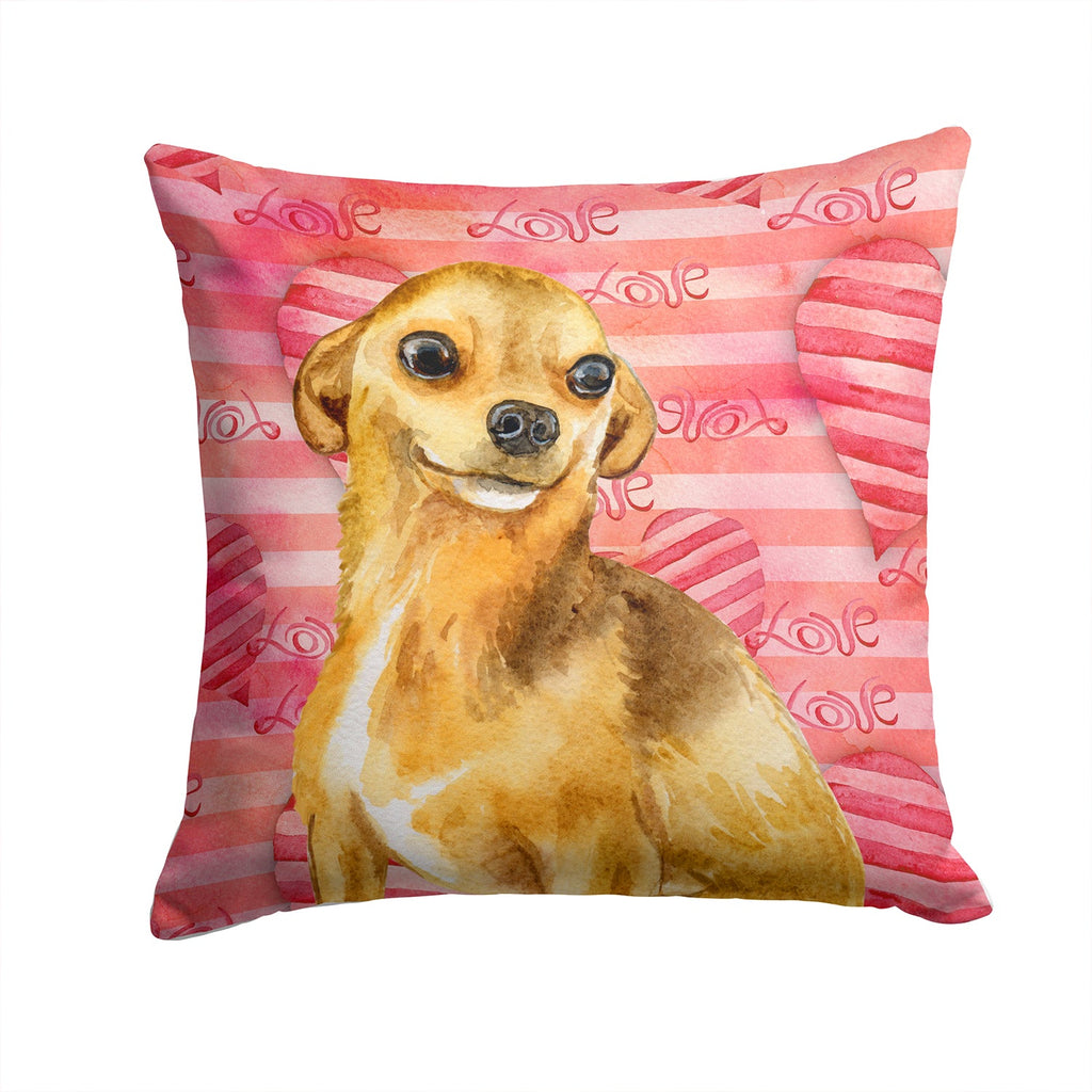 Chihuahua Love Decorative Throw Pillow 14x14 Indoor Outdoor Accent Cushion, Fabric Cover with Insert for Sofa, Bed, Porch & Living Room