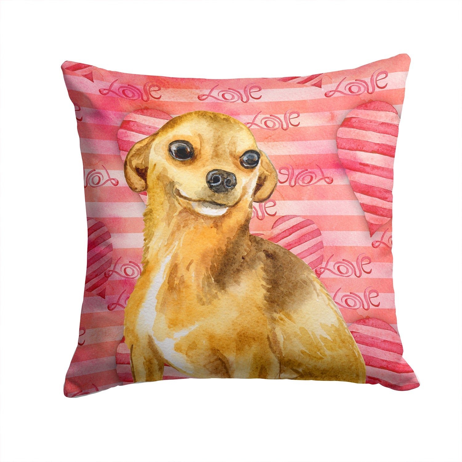 Chihuahua Love Decorative Throw Pillow 14x14 Indoor Outdoor Accent Cushion, Fabric Cover with Insert for Sofa, Bed, Porch & Living Room