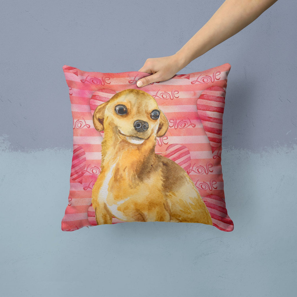 Chihuahua Love Decorative Throw Pillow 14x14 Indoor Outdoor Accent Cushion, Fabric Cover with Insert for Sofa, Bed, Porch & Living Room