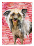 Chinese Crested Love House Flag 28x40 Porch Sleeve Pole Decorative Outside Yard Banner Artwork Wall Hanging, Polyester