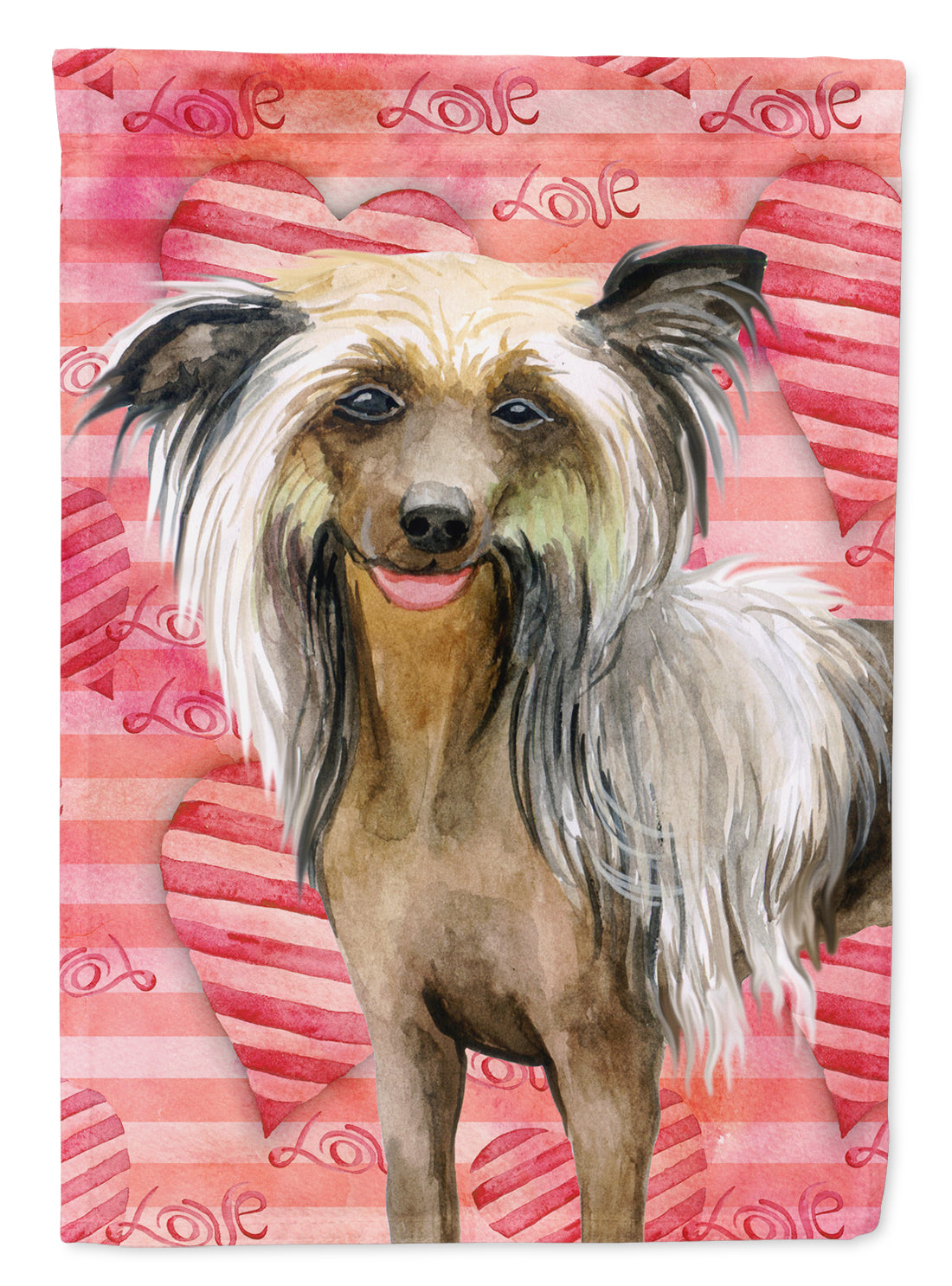 Chinese Crested Love House Flag 28x40 Porch Sleeve Pole Decorative Outside Yard Banner Artwork Wall Hanging, Polyester