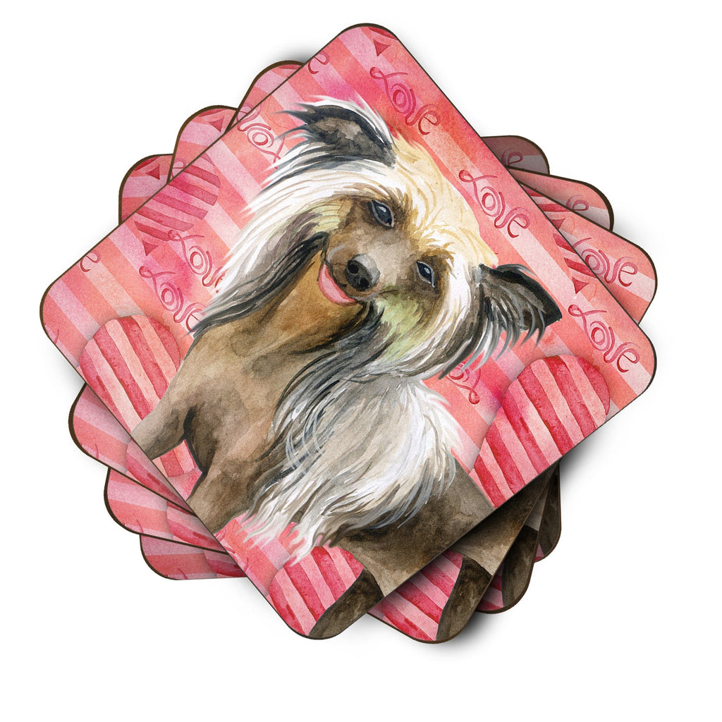 Chinese Crested Love Foam Coasters Set of 4 Cup Coasters for Indoor Outdoor, Tabletop Protection, Anti Slip, Mouse pad Material