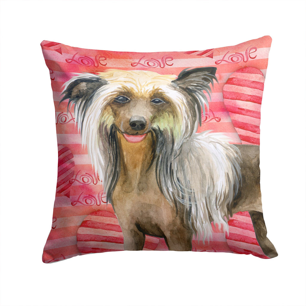 Chinese Crested Love Decorative Throw Pillow 14x14 Indoor Outdoor Accent Cushion, Fabric Cover with Insert for Sofa, Bed, Porch & Living Room