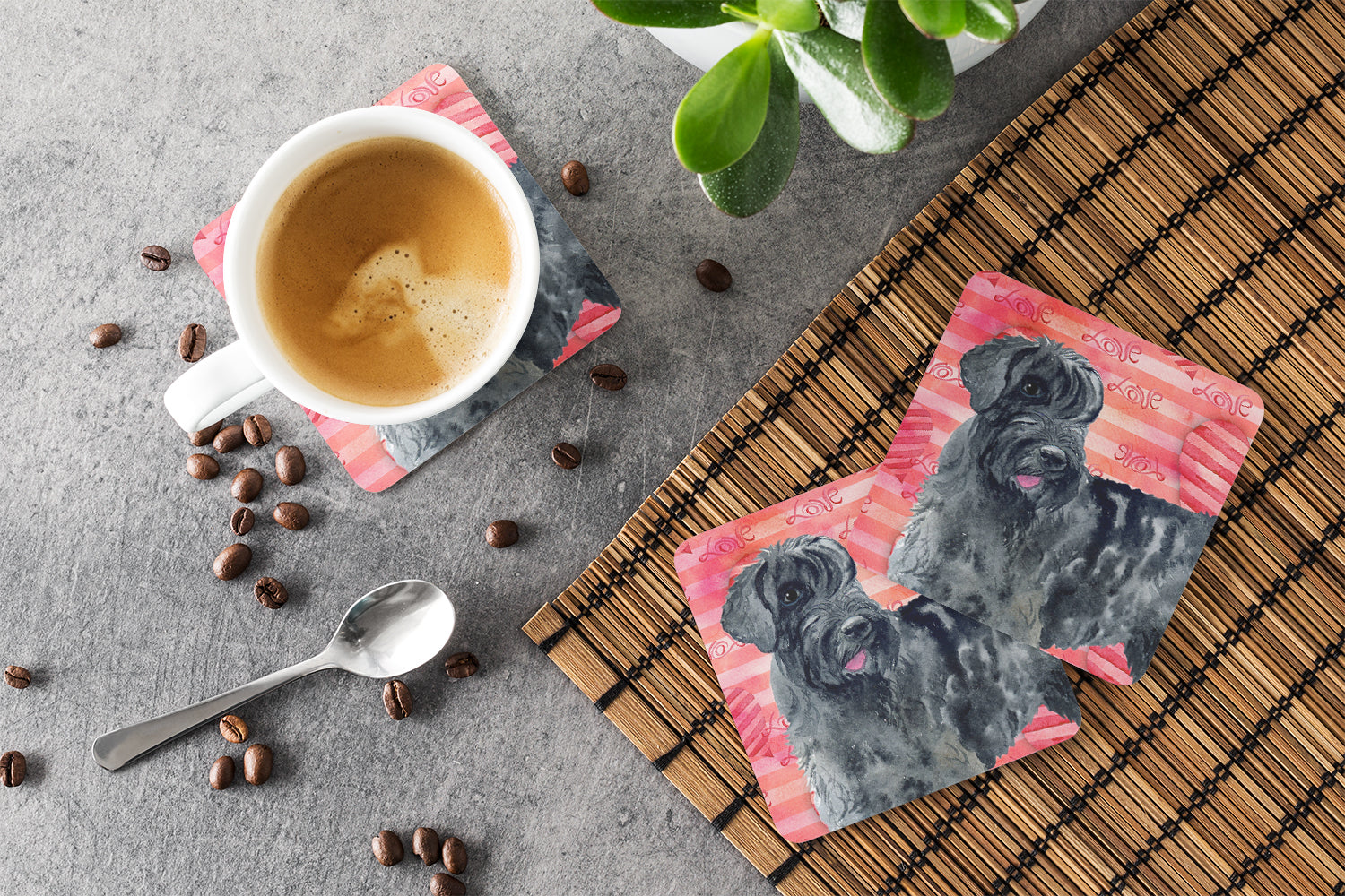 Giant Schnauzer Love Foam Coasters Set of 4 Cup Coasters for Indoor Outdoor, Tabletop Protection, Anti Slip, Mouse pad Material