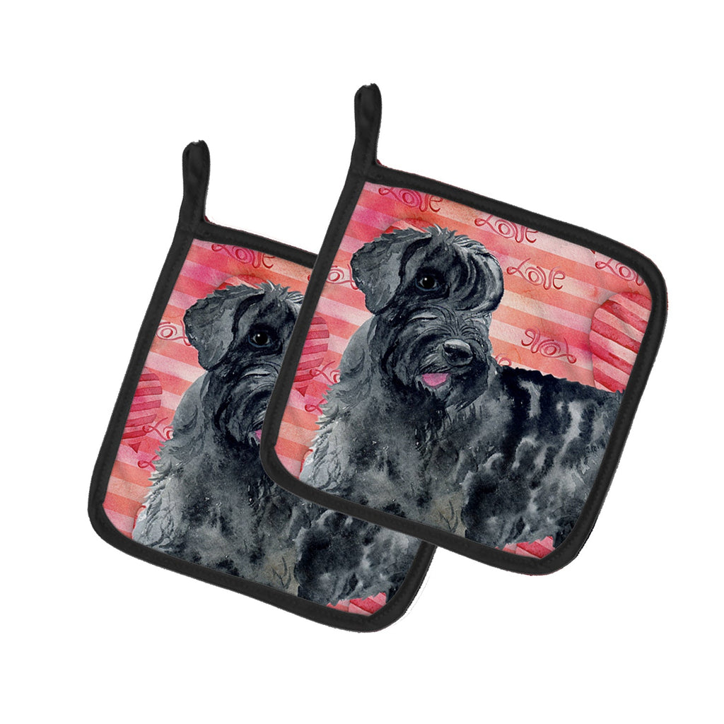 Giant Schnauzer Love Pot Holder Set of 2 Heat Resistant Quilted Hot Pads 7.5 x 7.5 Inch, Insulated Kitchen Trivets for Cooking & Baking