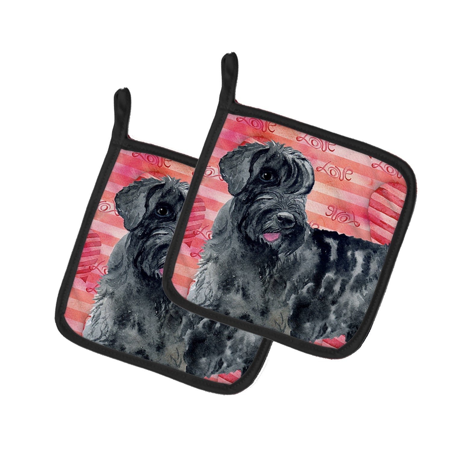 Giant Schnauzer Love Pot Holder Set of 2 Heat Resistant Quilted Hot Pads 7.5 x 7.5 Inch, Insulated Kitchen Trivets for Cooking & Baking