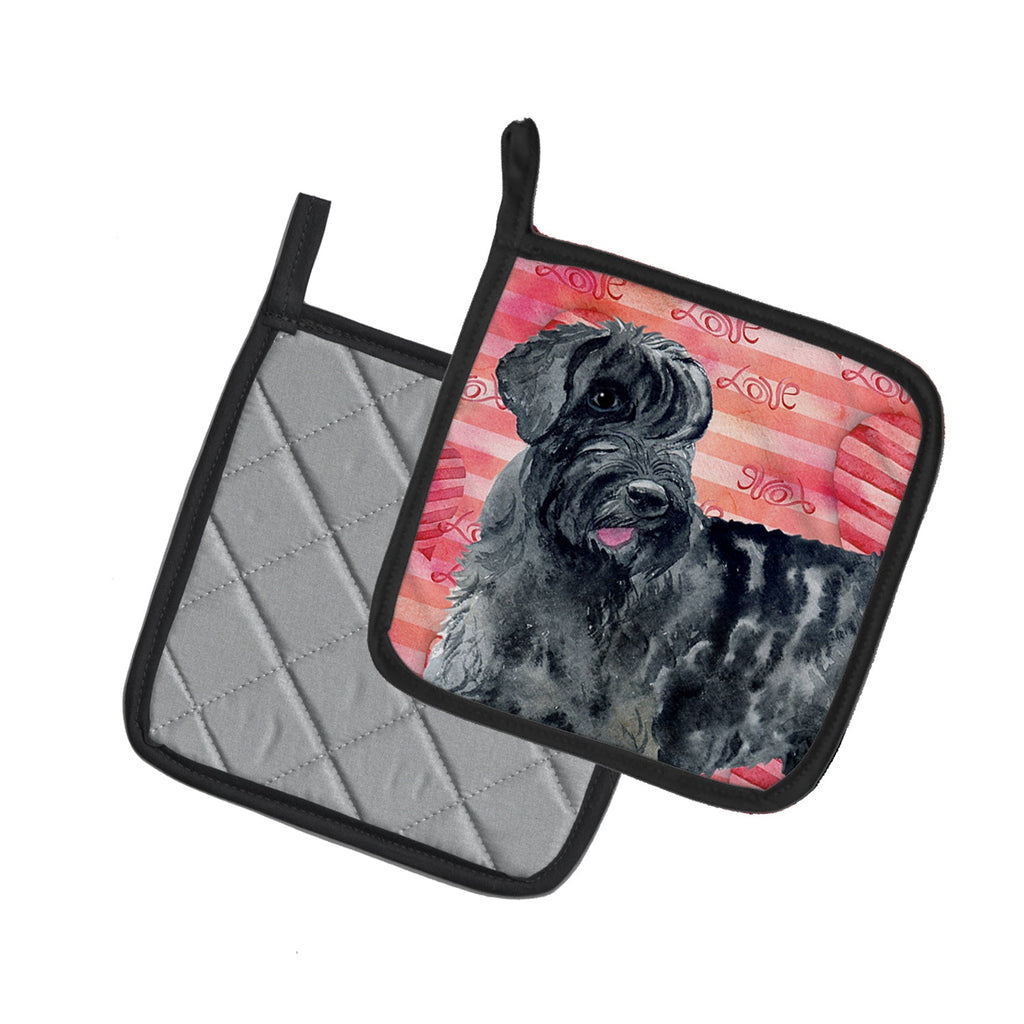 Giant Schnauzer Love Pot Holder Set of 2 Heat Resistant Quilted Hot Pads 7.5 x 7.5 Inch, Insulated Kitchen Trivets for Cooking & Baking