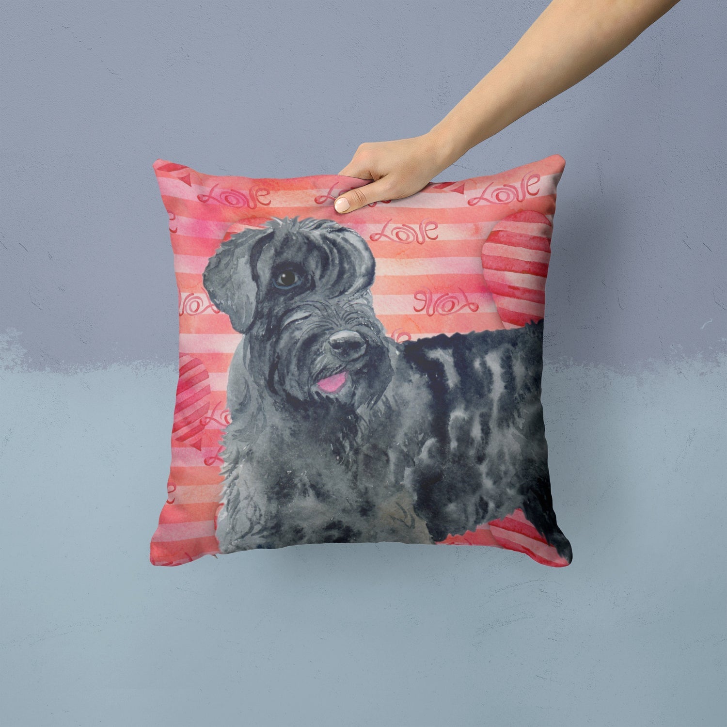 Giant Schnauzer Love Decorative Throw Pillow 14x14 Indoor Outdoor Accent Cushion, Fabric Cover with Insert for Sofa, Bed, Porch & Living Room