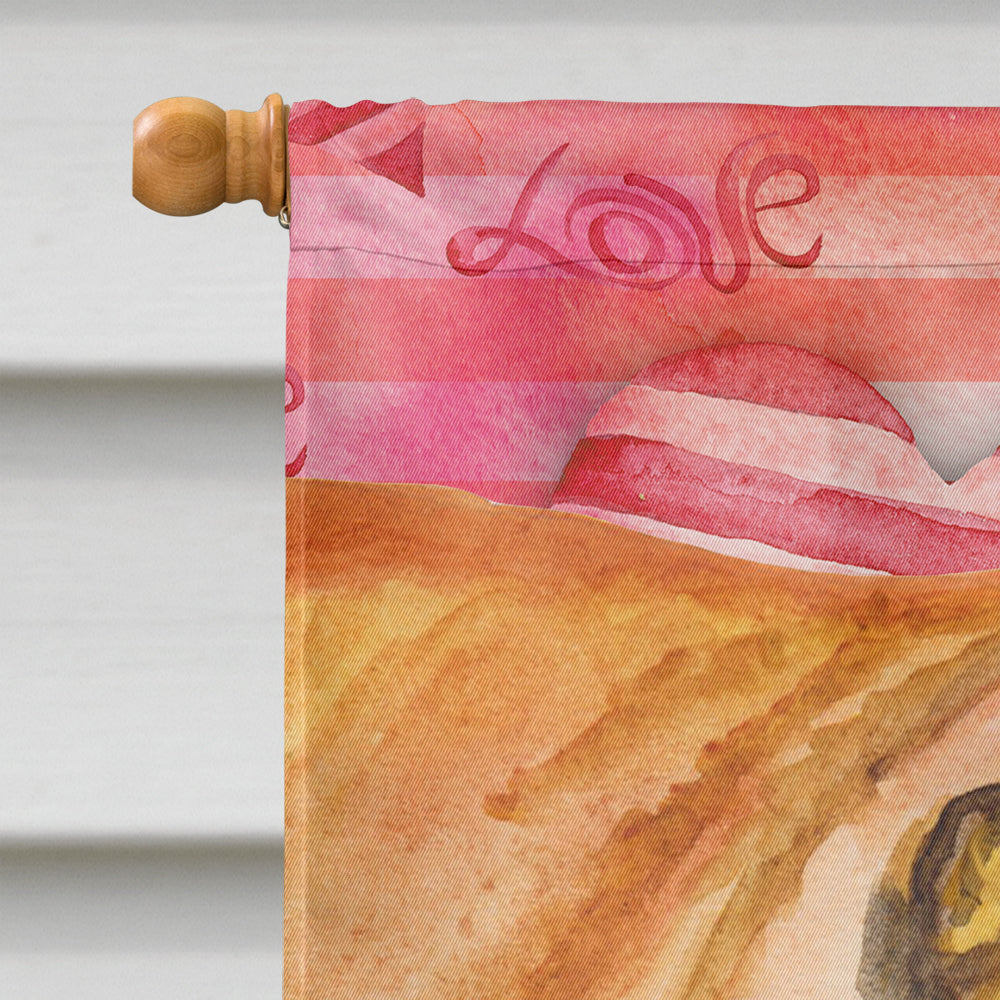 Shar Pei Love House Flag 28x40 Porch Sleeve Pole Decorative Outside Yard Banner Artwork Wall Hanging, Polyester
