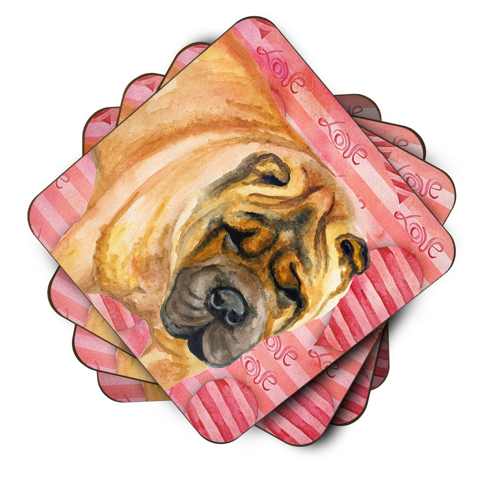 Shar Pei Love Foam Coasters Set of 4 Cup Coasters for Indoor Outdoor, Tabletop Protection, Anti Slip, Mouse pad Material