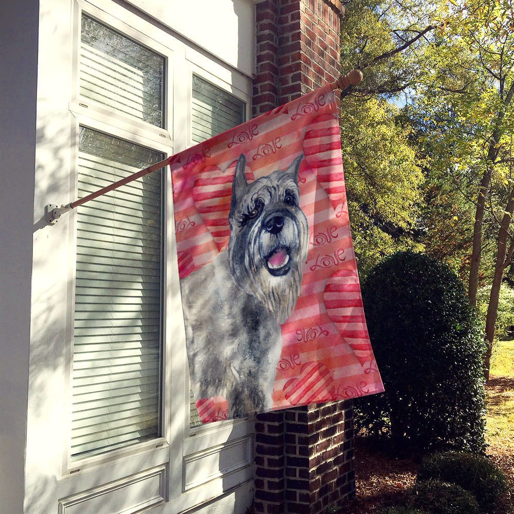 Schnauzer Love House Flag 28x40 Porch Sleeve Pole Decorative Outside Yard Banner Artwork Wall Hanging, Polyester