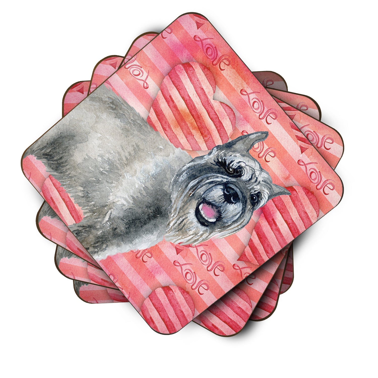 Schnauzer Love Foam Coasters Set of 4 Cup Coasters for Indoor Outdoor, Tabletop Protection, Anti Slip, Mouse pad Material