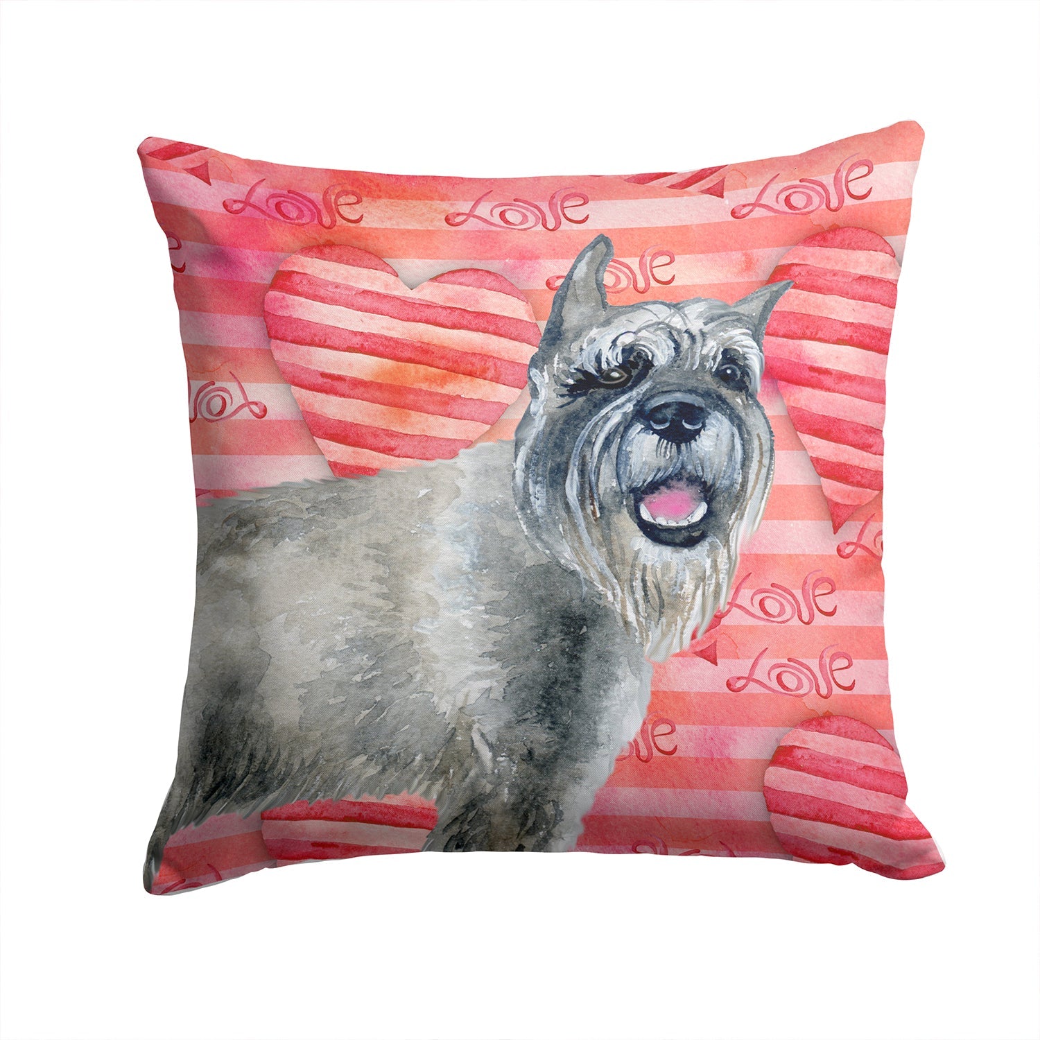 Schnauzer Love Decorative Throw Pillow 14x14 Indoor Outdoor Accent Cushion, Fabric Cover with Insert for Sofa, Bed, Porch & Living Room