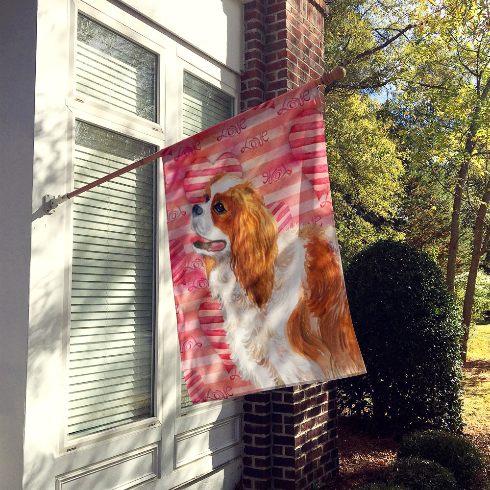 Cavalier Spaniel Love House Flag 28x40 Porch Sleeve Pole Decorative Outside Yard Banner Artwork Wall Hanging, Polyester